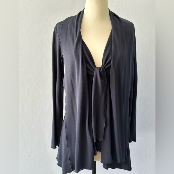 2 for $26 CAbi Navy Blue Long Length Cardigan Open/Tie Front Career Casual Small - Picture 1 of 8